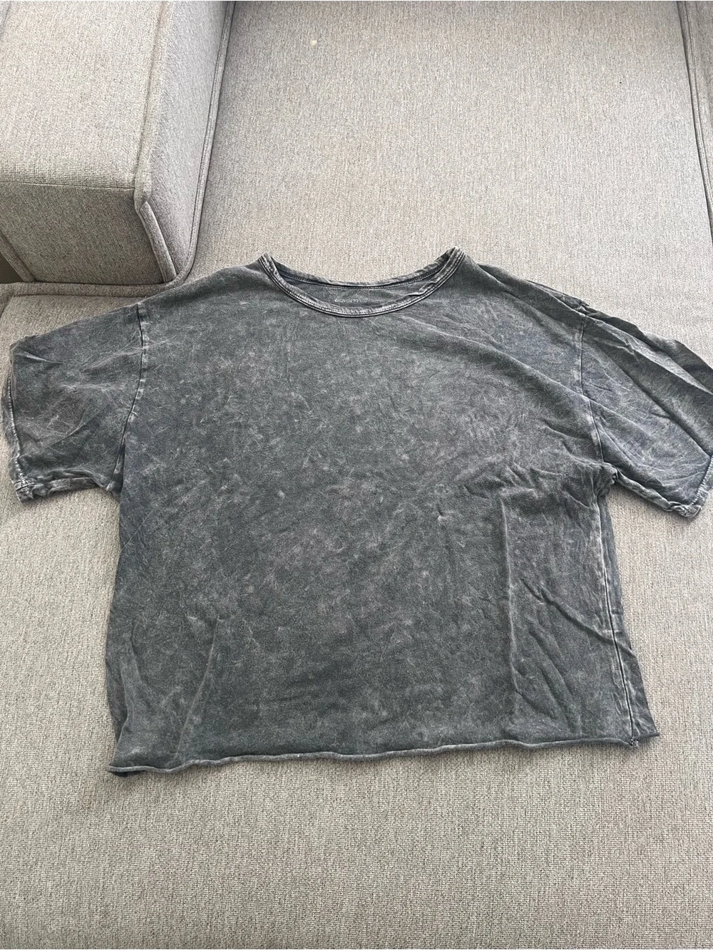 Womens Short-Sleeve Washed Black Tee